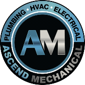 Ascend Mechanical logo: "AM" inside a circle, surrounded by "PLUMBING HVAC ELECTRICAL" and "ASCEND MECHANICAL."