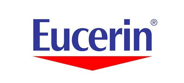 Das Eucerin-Logo ist blau und rot auf weißem Hintergrund.