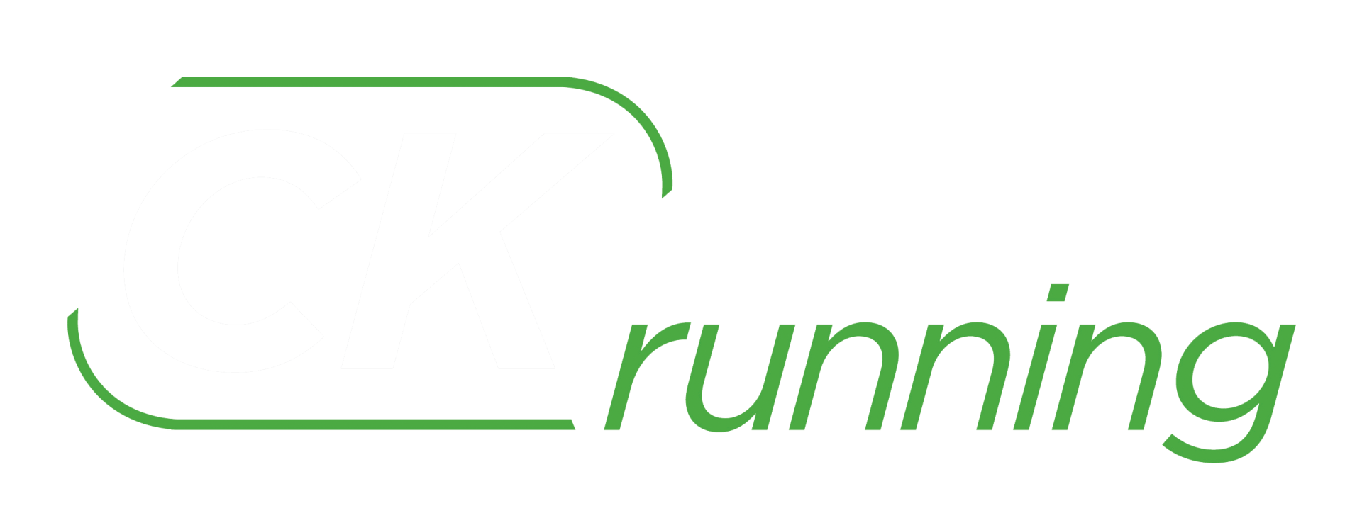 The word running is written in green on a white background.