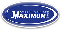 Logo pour Ventilation Maximum, une entreprise, dans un ovale bleu, texte blanc.