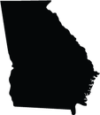 Silhouette of the state of Georgia, black on a white background.