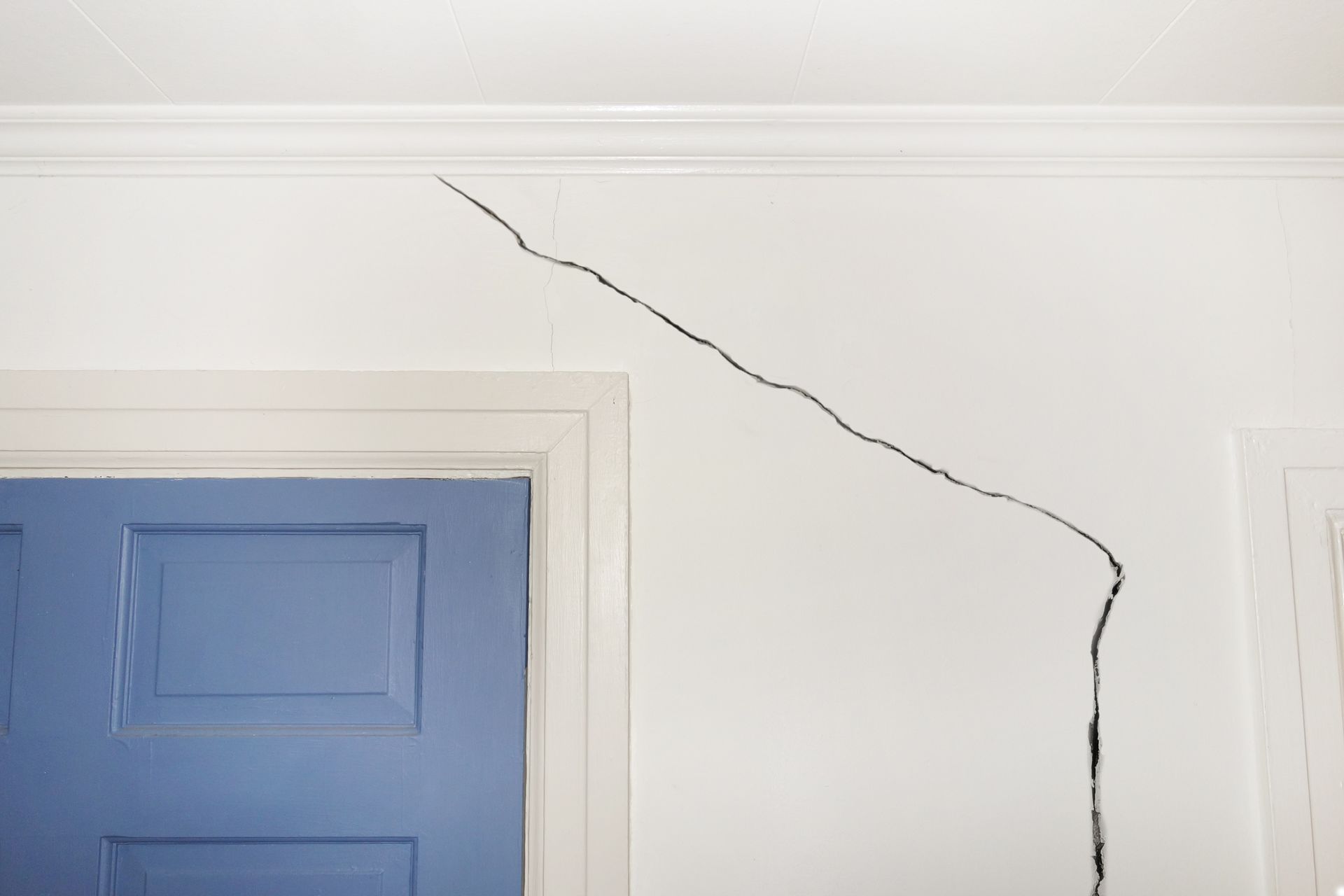 Crack in the wall of a home.