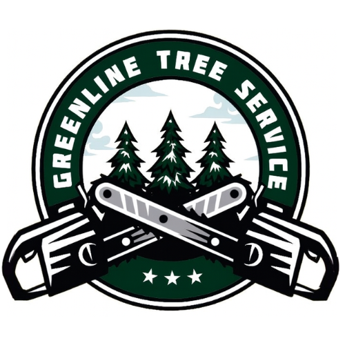 A logo for Treeline Solutions with a chainsaw and trees in the background.