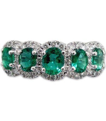 Emeralds & Diamonds ring set in 18k gold band