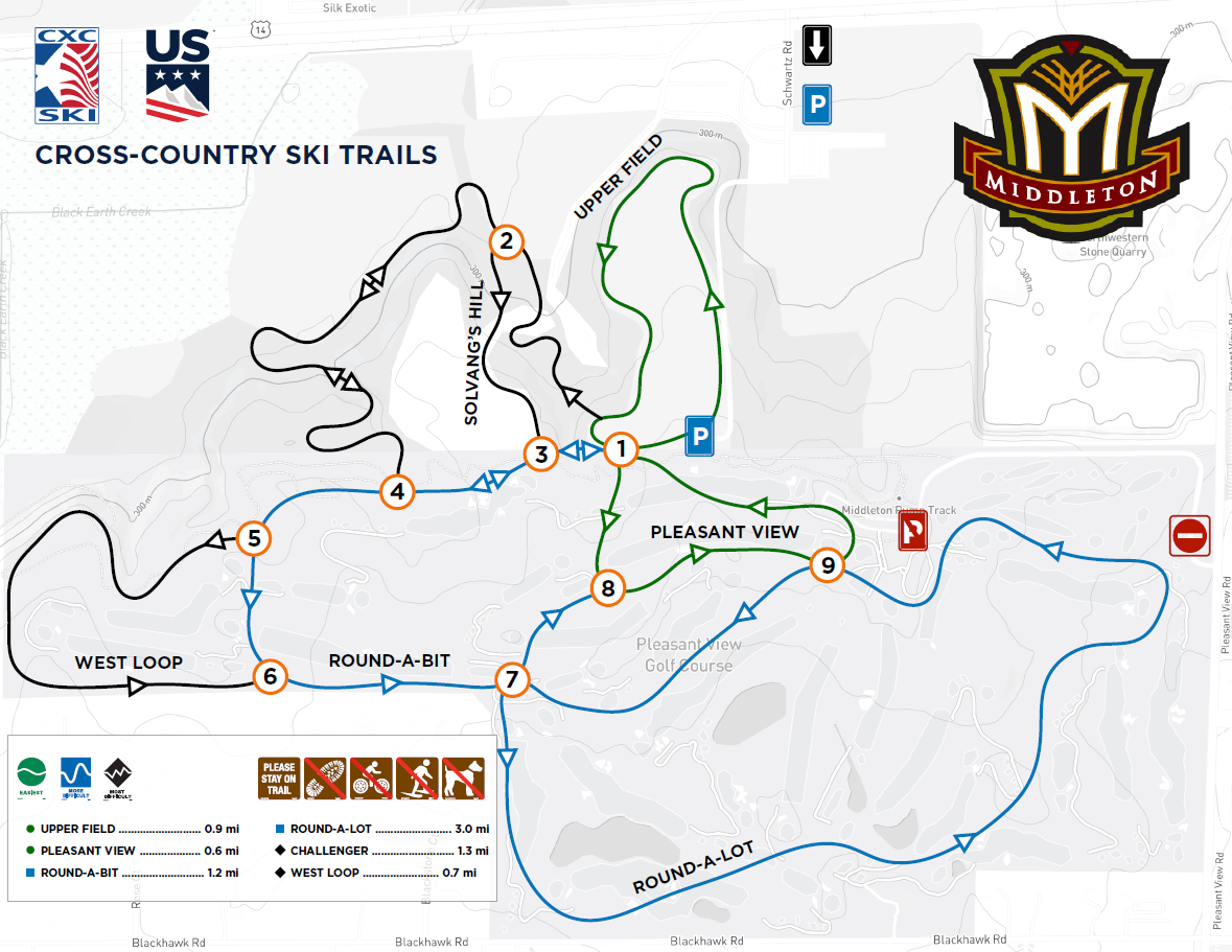 A map of a cross country ski trail.