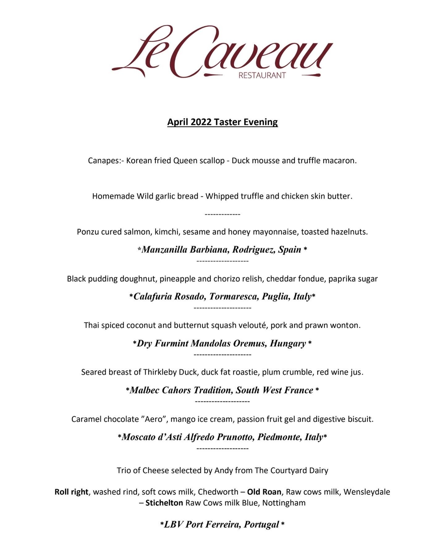 Menu for a restaurant called le caveau.