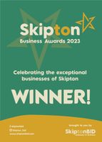 A poster for skipton business awards 2023 celebrating the exceptional businesses of skipton