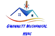 A logo for Gwinnett Mechanical HVAC with a house and a thermometer