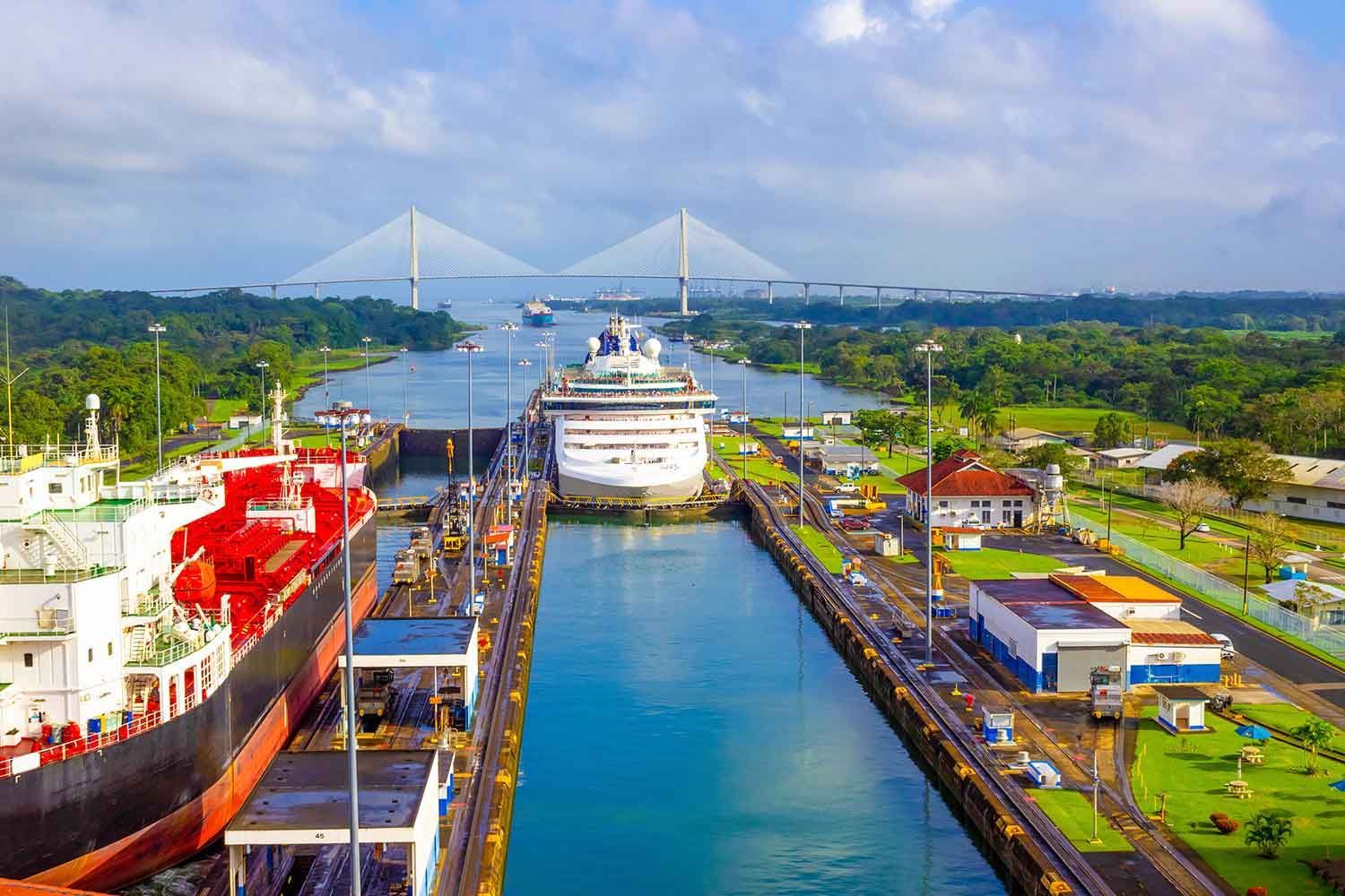 Ship in Panama Canal Lock