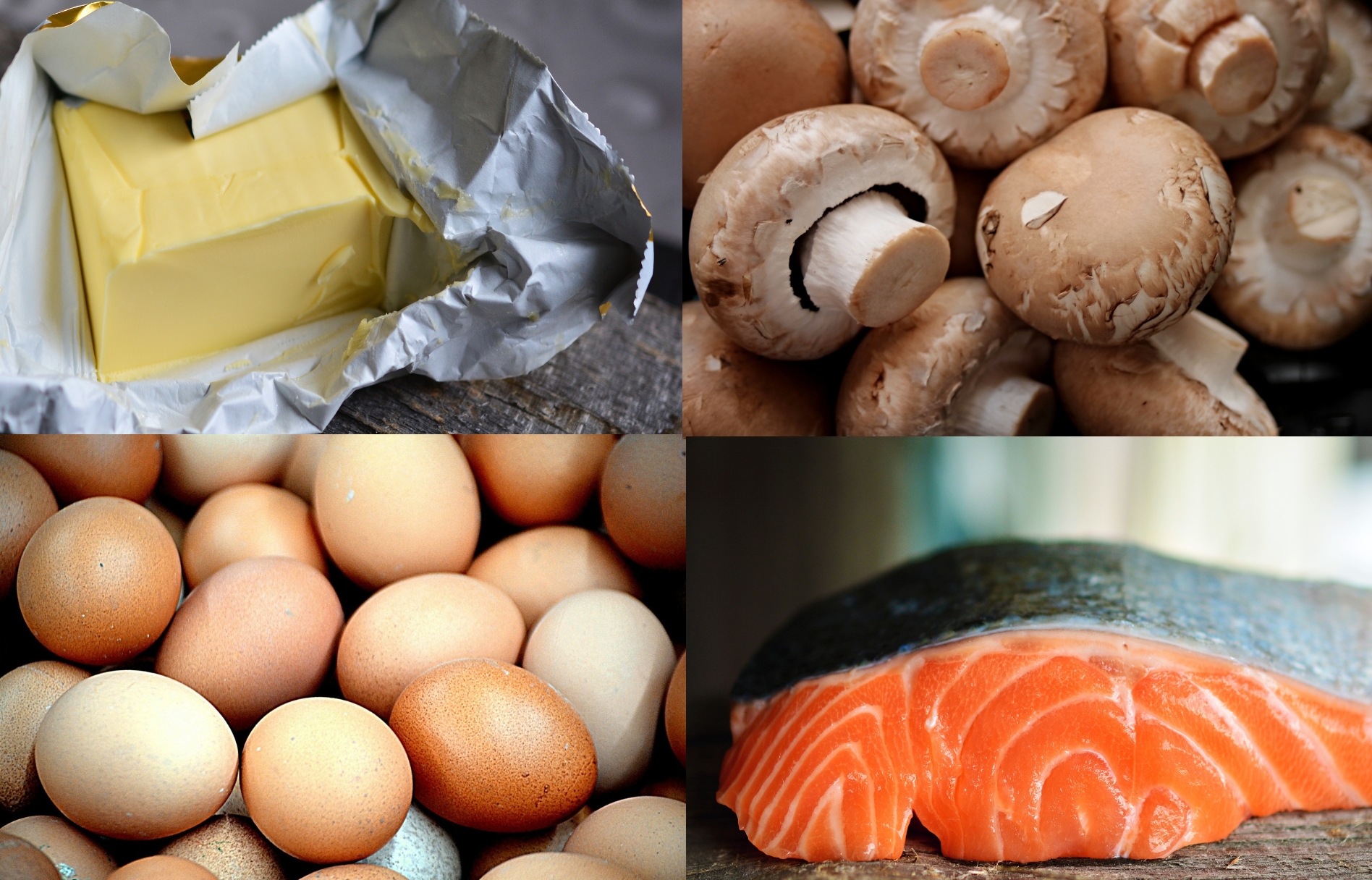 Boter - eieren - Champignons - Vis - Vitamine D