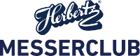 Logo des „Herbertz Messerclub“ in dunkelblauer und weißer Schrift.