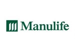 Manulife logo with a green square containing three vertical lines, and the word 