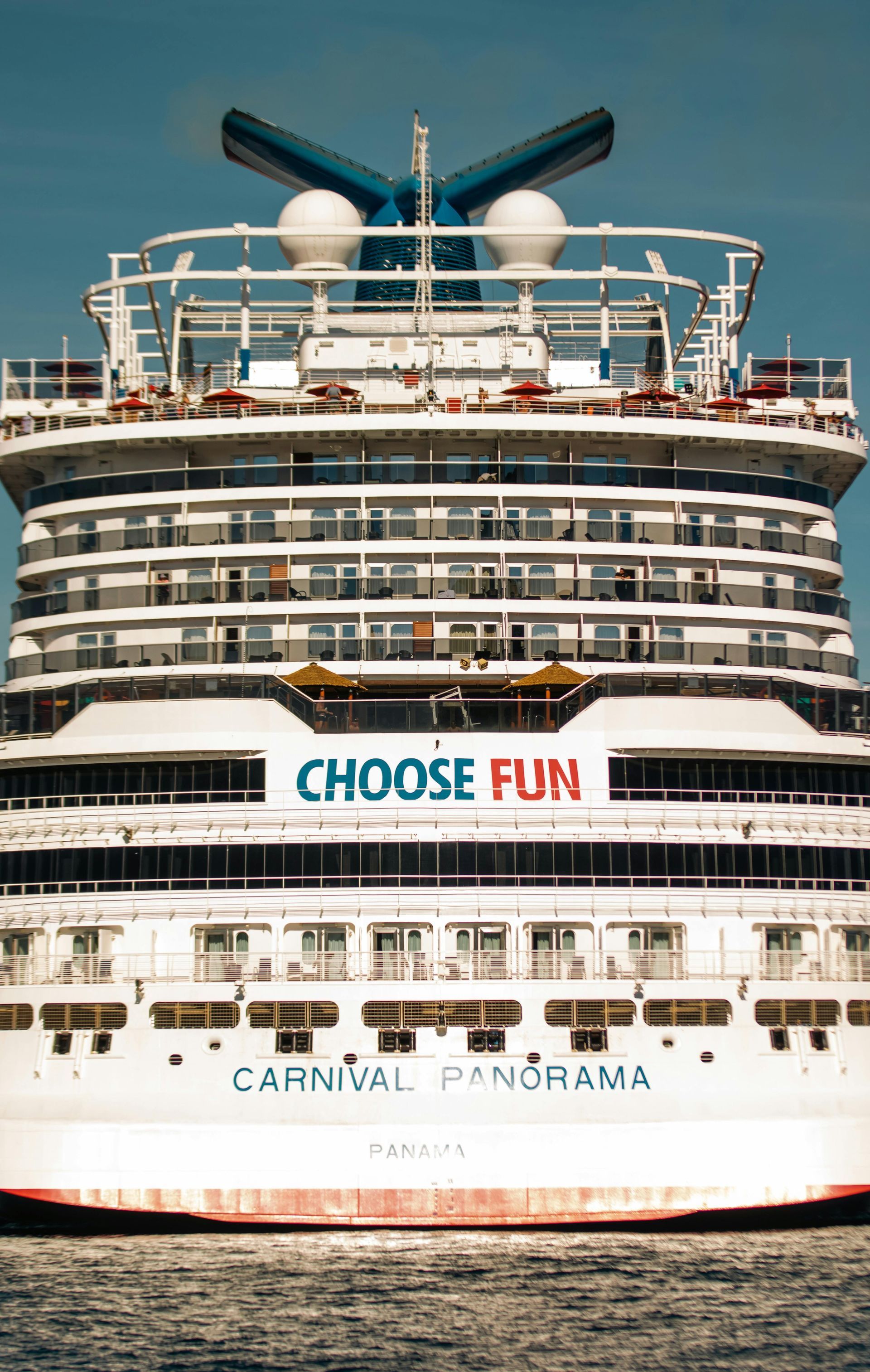 Rear view of the Carnival Panorama cruise ship with 