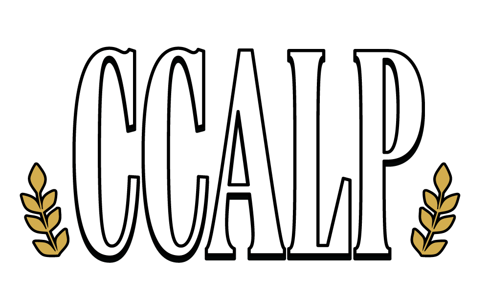 A black and white logo for a company called ccalp