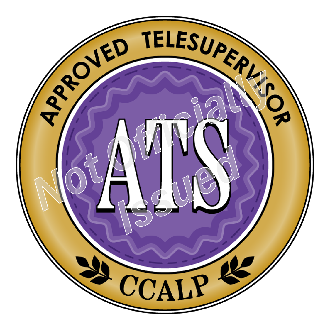 A purple and gold seal that says approved telesupervisor ats