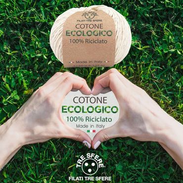 filati tre sfere green  cotone ecologico riciclato