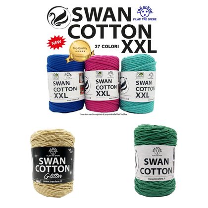 Cotone Fiocco Per Uncinetto Swan Shiny Tre Sfere Cordino 100