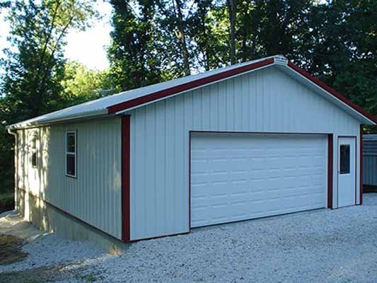Exterior view of garage building