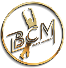 A gold logo for bcm dance academy