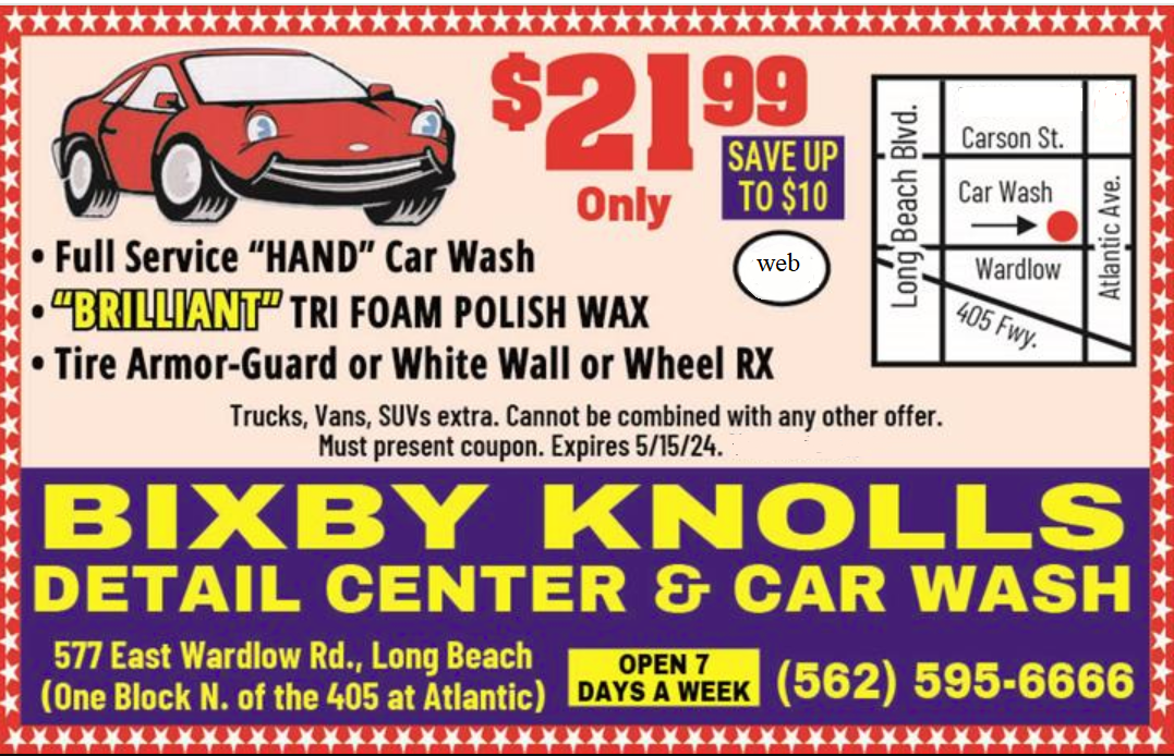 show this coupon on your phone to the cashier for your discount at Bixby Knolls Detail Center & Car Wash