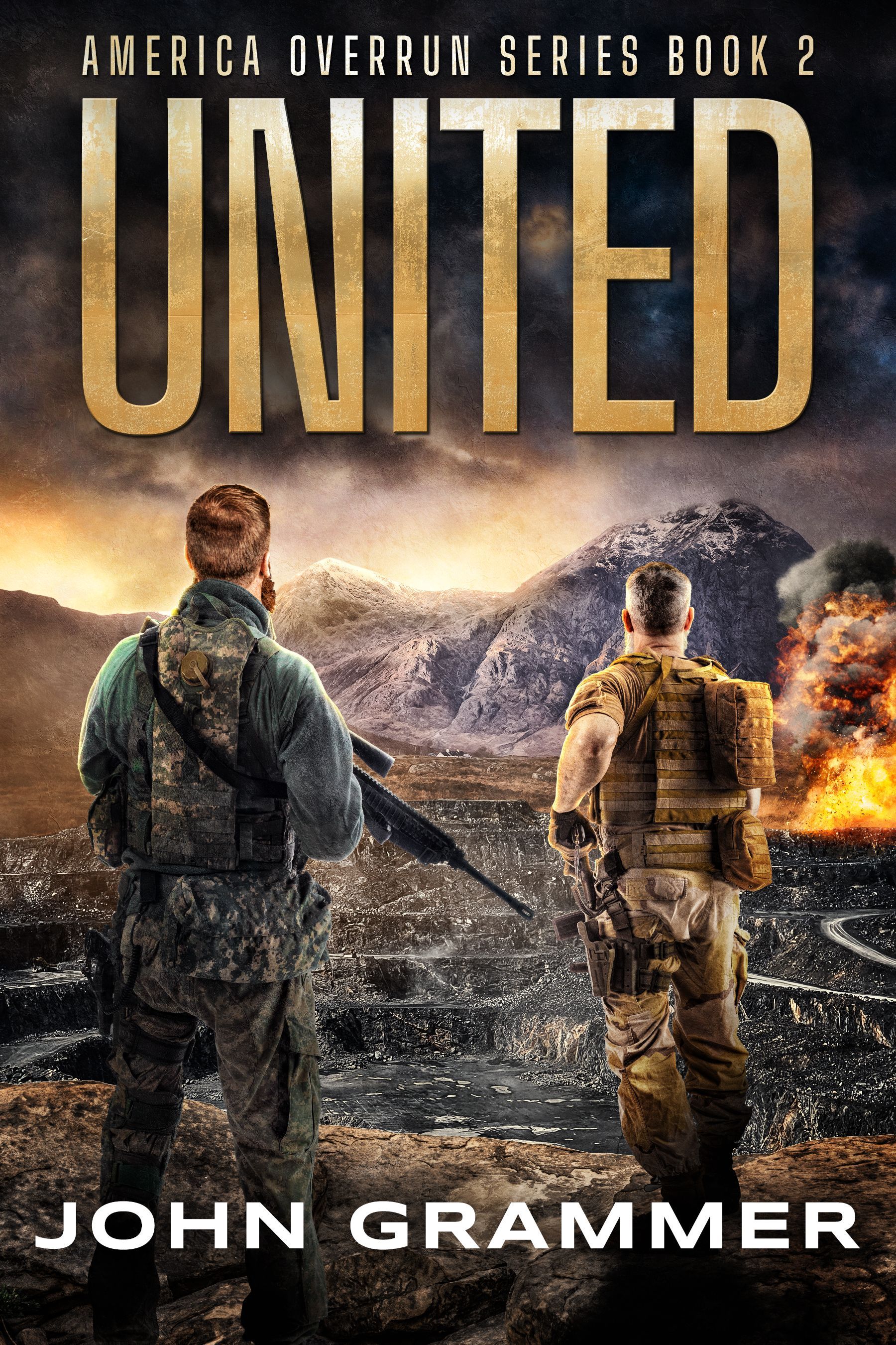 The cover of the book united by john grammer shows two soldiers standing next to each other.
