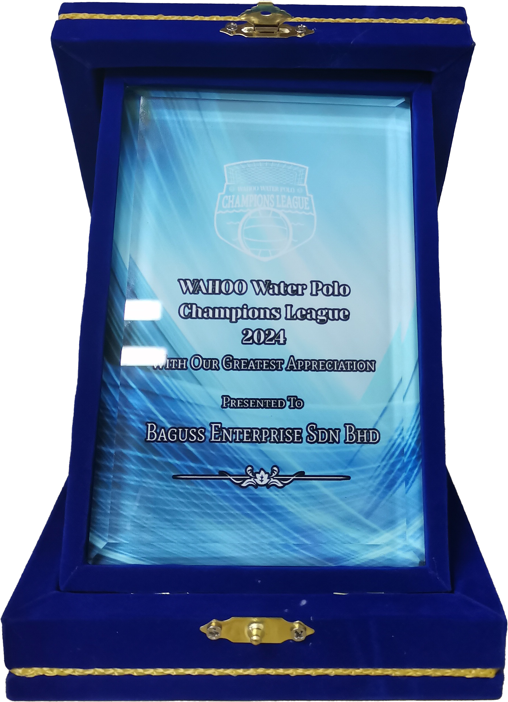 Sponsored plaque presented to Baguss Enterprise by Wahoo Swim School — a souvenir in appreciation of our support.