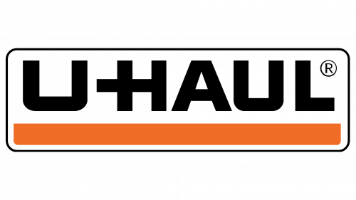 U-HAUL logo with black text on white, orange bar, and rounded rectangular border.