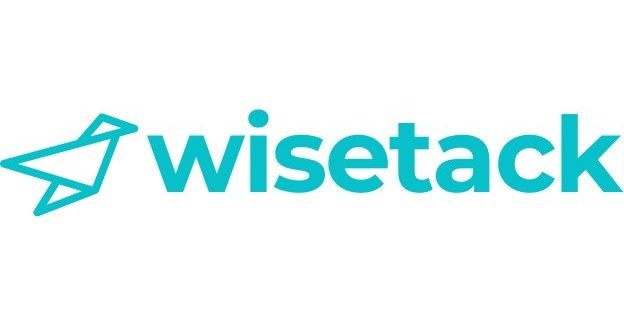 The logo for wise tack is blue and has a star on it.