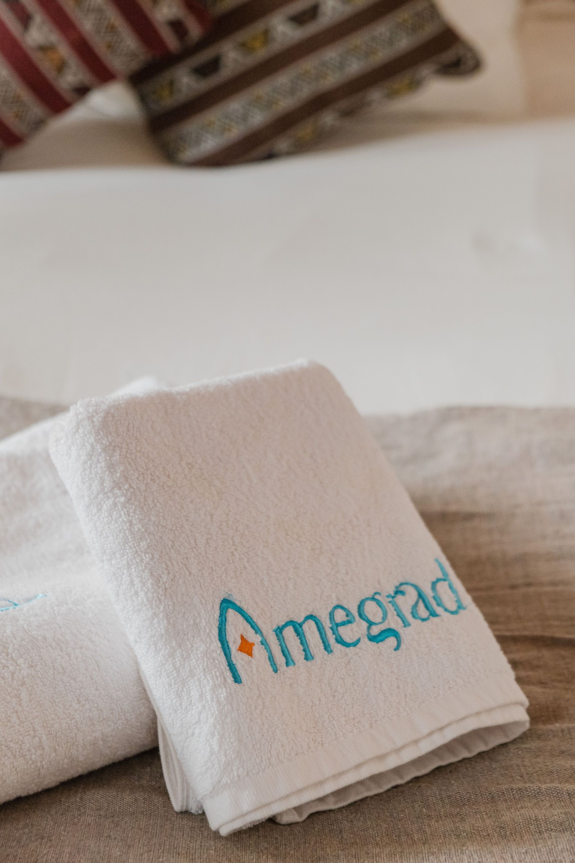 Folded white towels with the 
