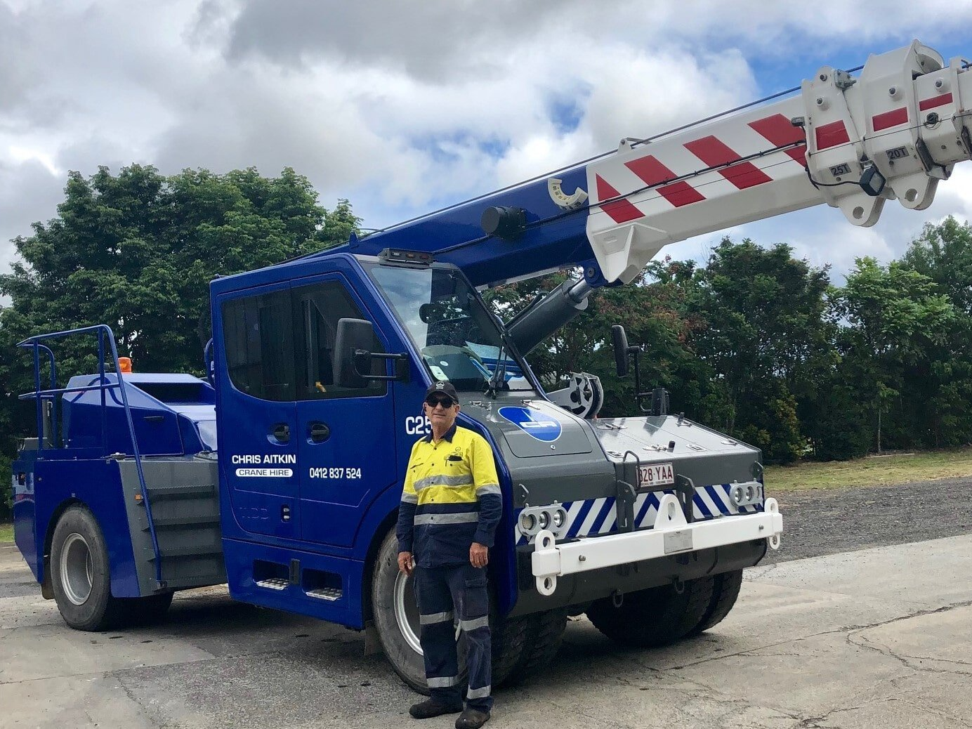 Man and a crane — Chris Aitkin Crane Hire in Noosa, QLD