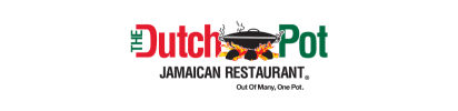 A logo for the dutch pot jamaican restaurant