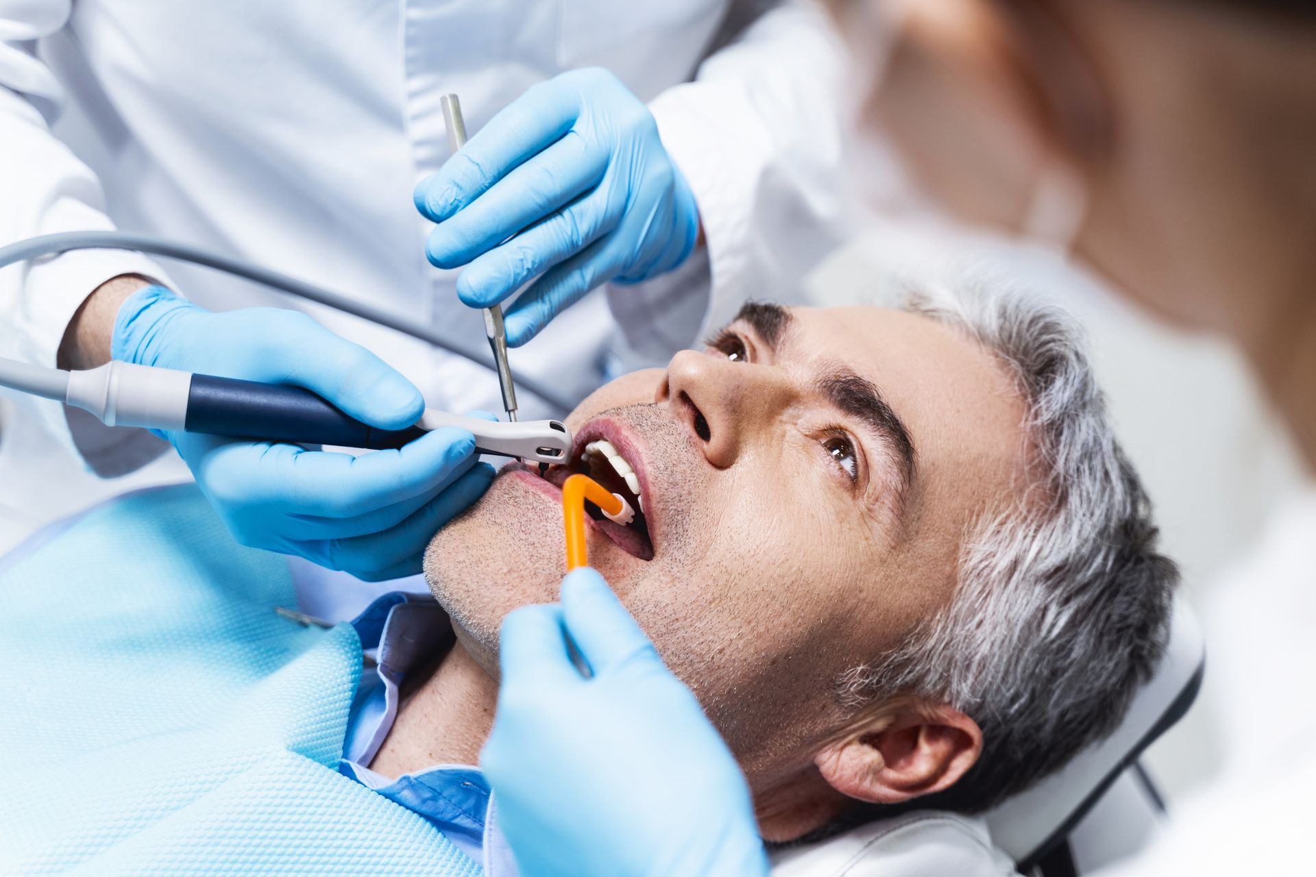 Man undergoing root canal treatment