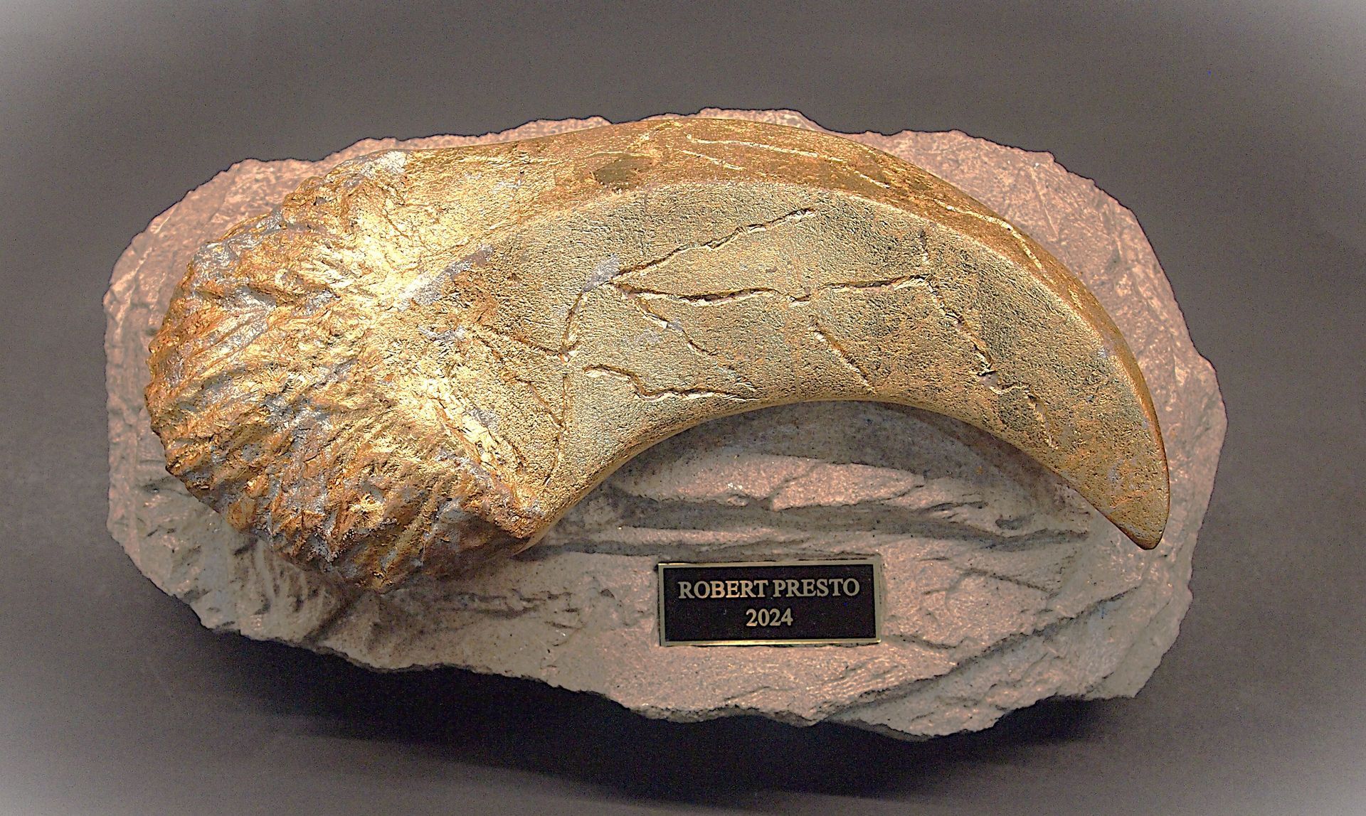 A piece of rock with a claw on it