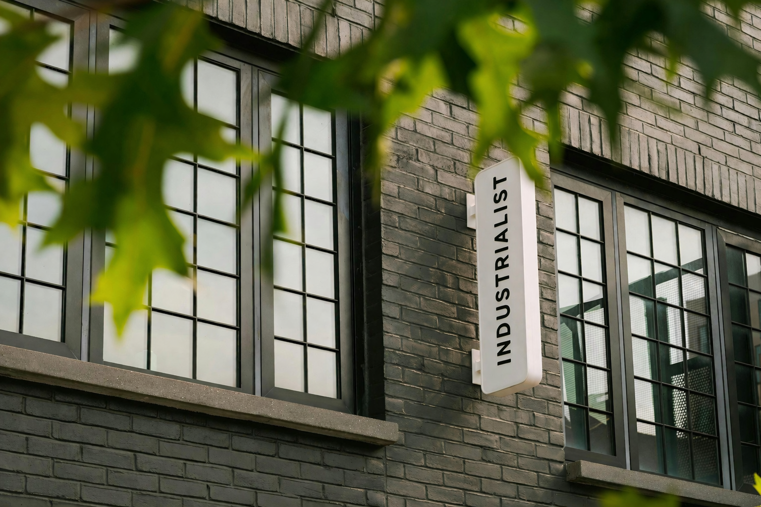 A white sign reading 