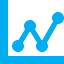 Un graphique linéaire bleu sur fond blanc avec une bordure bleue.
