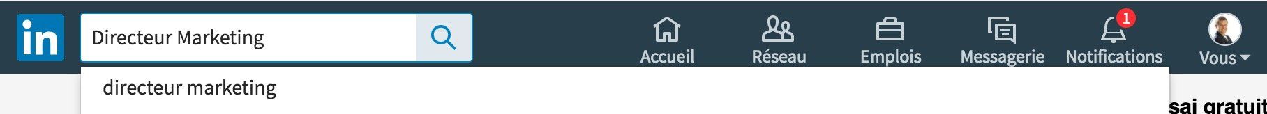 barre de recherche linkedin