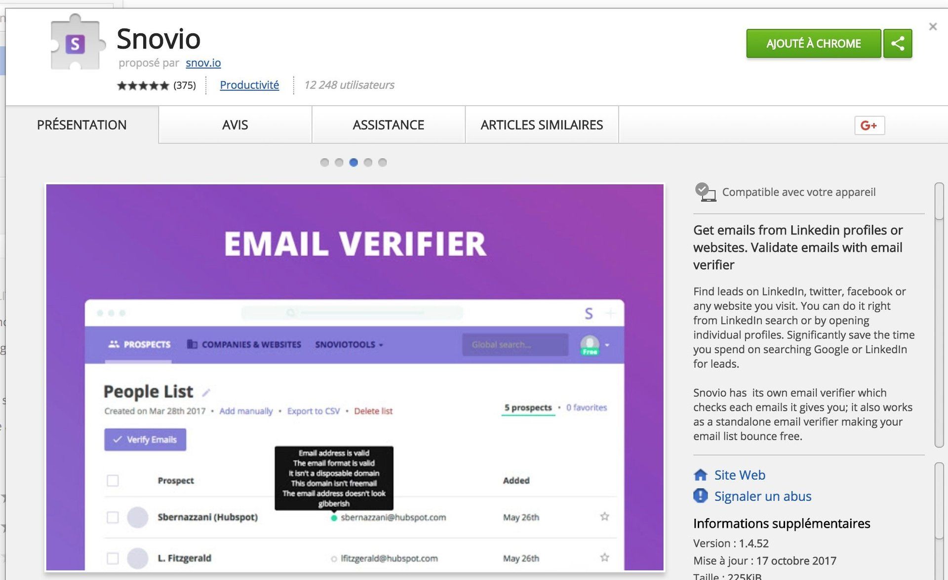 snovio pour linkedin