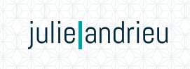 Le logo de julie andreu est sur fond blanc.