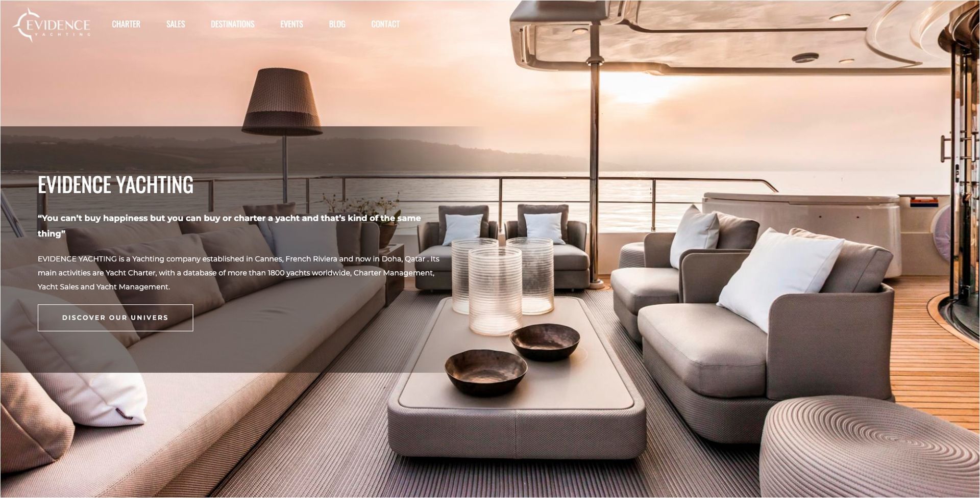 WSI a réalisé un site web avec un design épuré donnant envie au client de louer des bateaux de luxe.