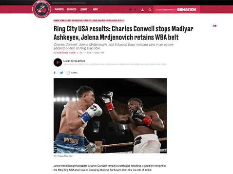 Bad Left Hook - Ring City USA results: Charles Conwell stops Madiyar Ashkeyev, Jelena Mrdjenovich retains WBA belt