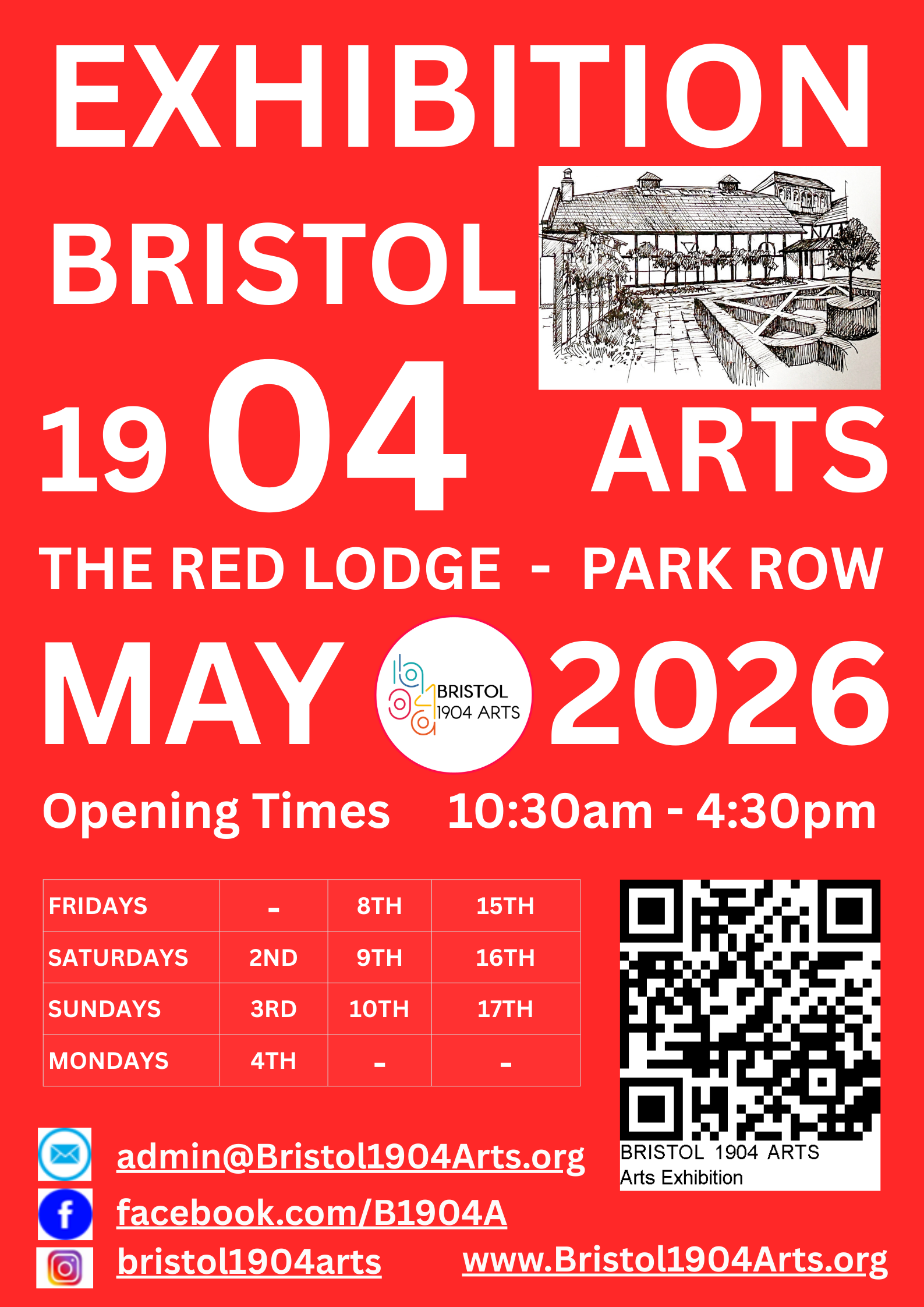 Bristol 1904 Arts 2026 Annual Art Exhibition - an invitation flyer image providing timing and details.