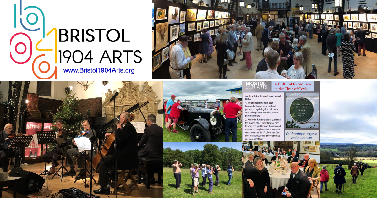 Image montage of the various Art, Entertainment and other Activities of the Bristol 1904 Arts society.