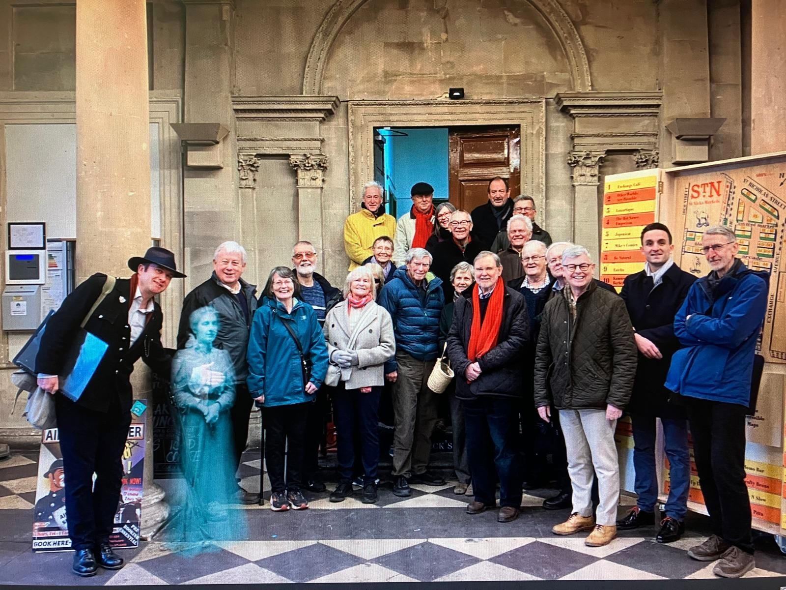 Image of - Corn Exchange Air Raid Shelter Bristol- group photo of attending Bristol 1904 Arts members with the with the
