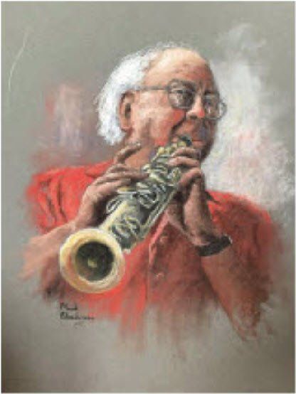 Society Annual Art Exhibition Painting of Entertainer Member jazzman Andy Leggett