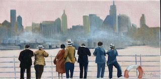 A painting by member Denis Campbell entitled: Arriving