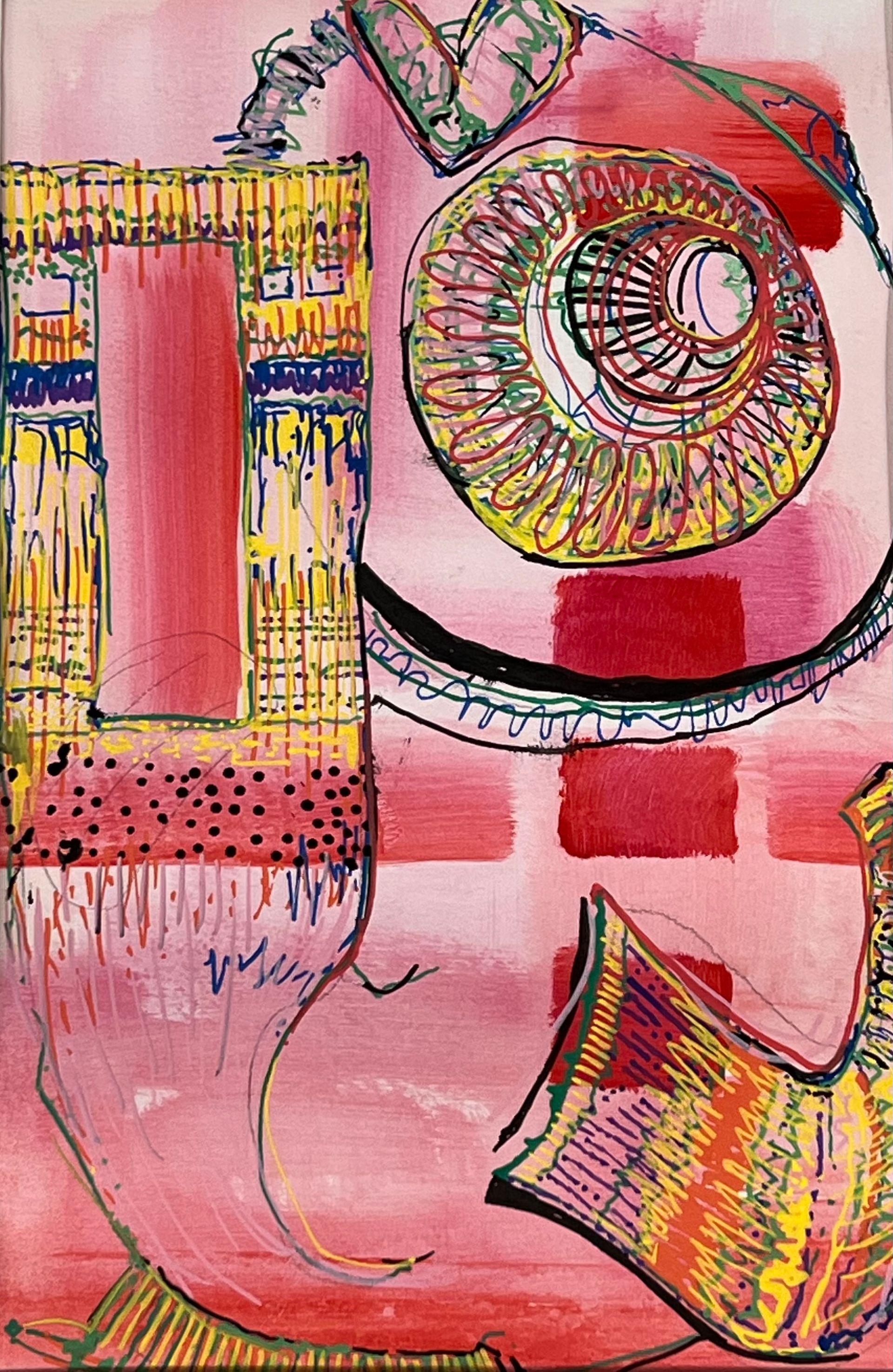 Another abstract art work depicting the theme of concealed art - part of a selection of  BRISTOL 1904 ARTS evening sketches painted on the night of our regular Wednesday evening concert programs.