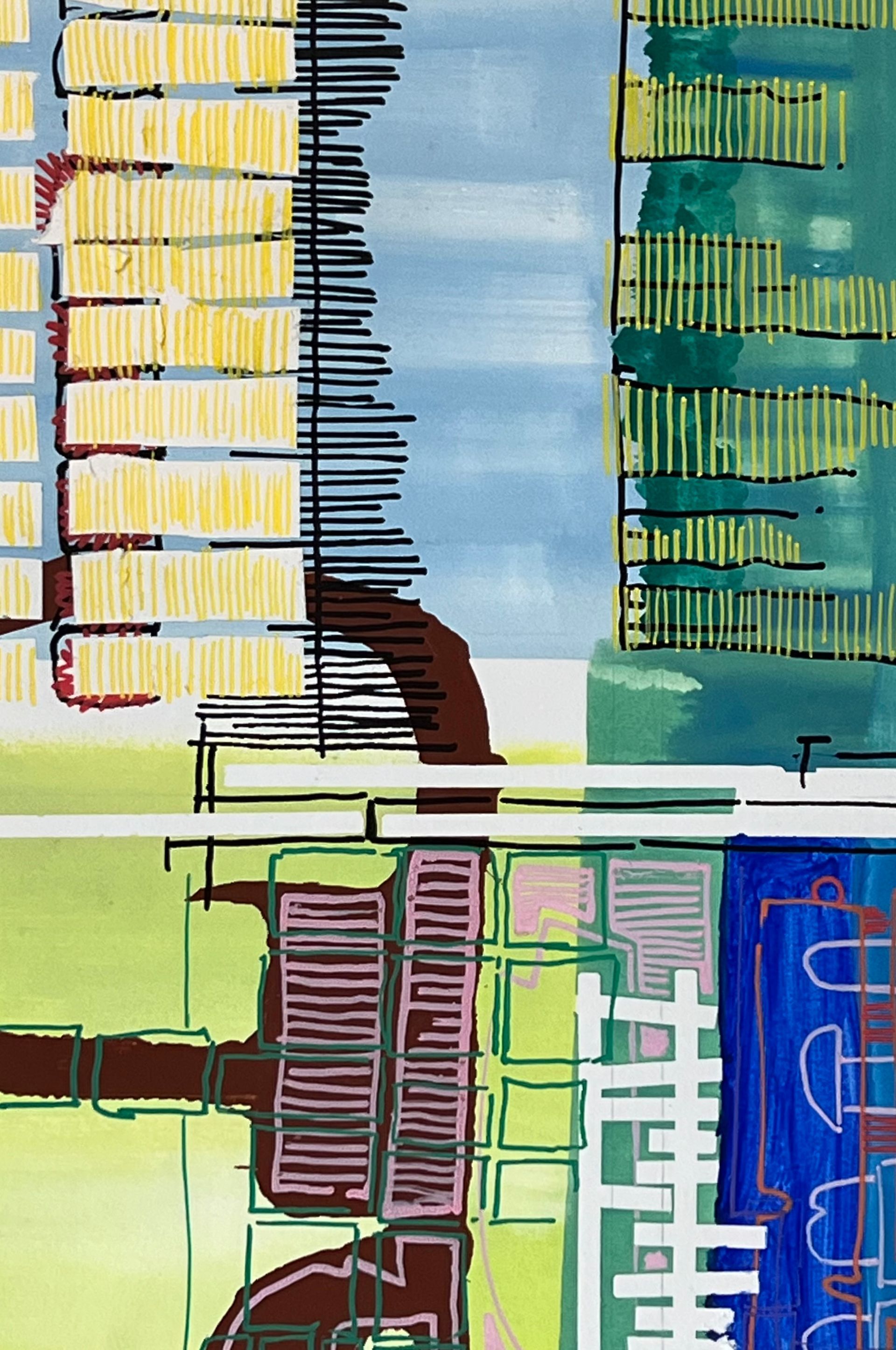 An abstract art work depicting the theme of concealed art - part of a selection of  BRISTOL 1904 ARTS evening sketches painted on the night of our regular Wednesday evening concert programs.