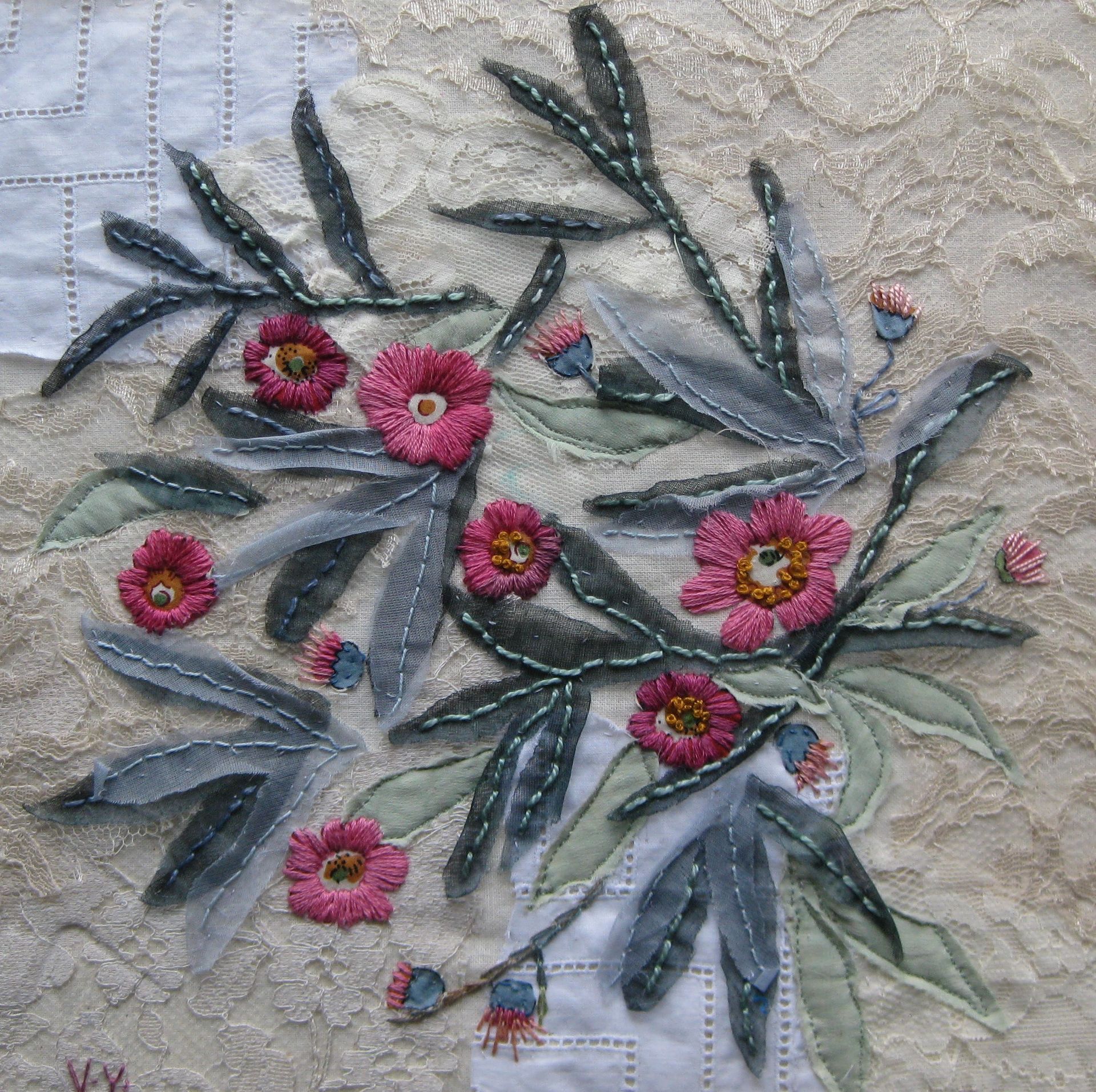 A textile art composition by member Viv Young entitled: 
