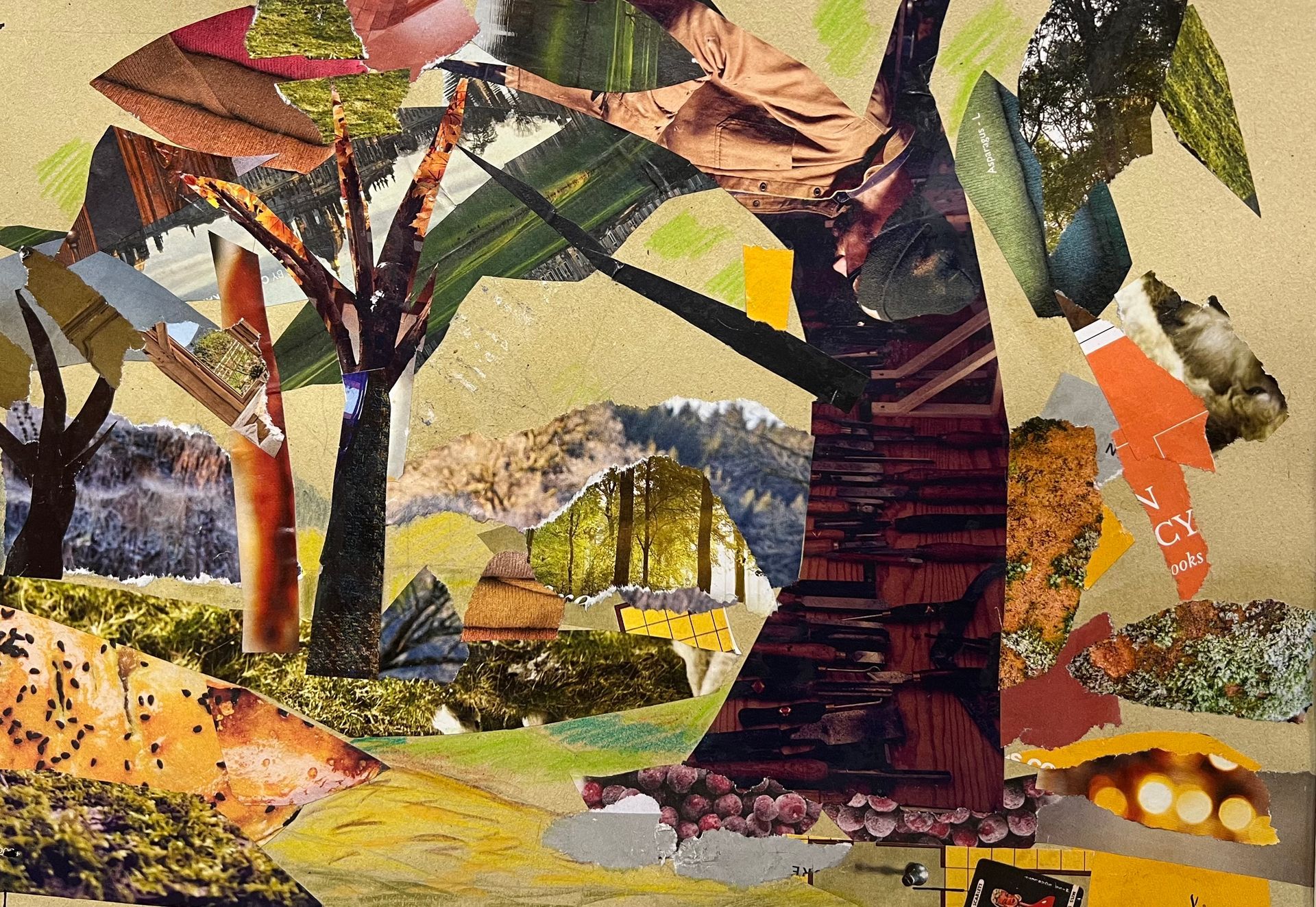 Paper cutting collage artwork - part of a selection of  BRISTOL 1904 ARTS evening sketches painted on the night of our regular Wednesday evening concert programs.