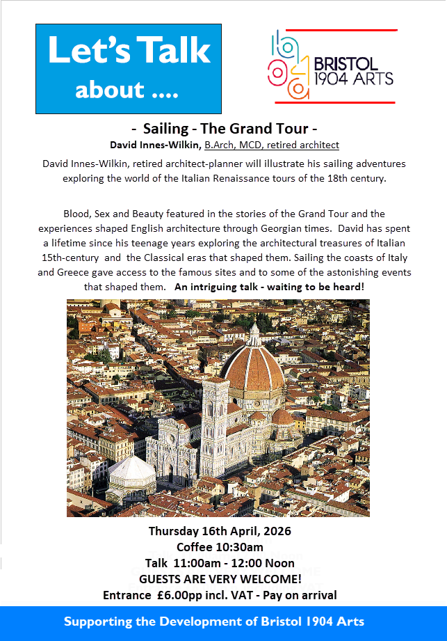 Image of poster for the Bristol 1904 Arts talk entitled: